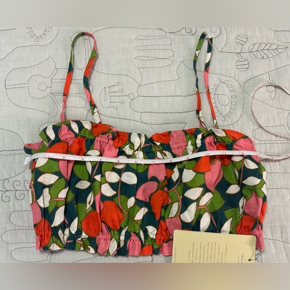 NEW TROVATA Brigette Bandeau Top S Rainforest Linen Adjustable Straps - Picture 4 of 5